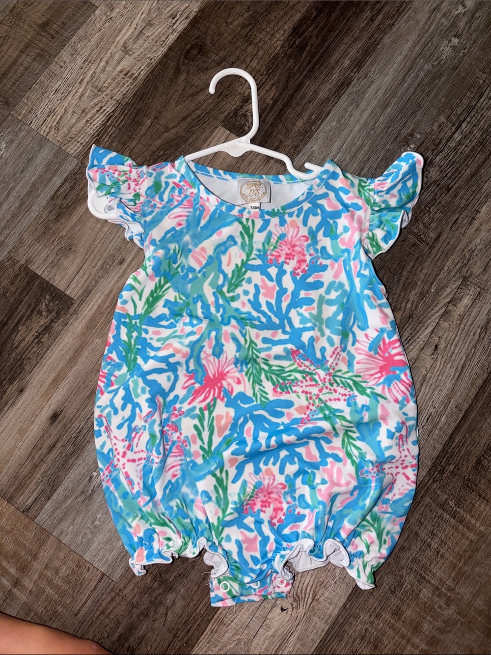 Infant Floral Coral-Print Blue & Pink Bubble Romper